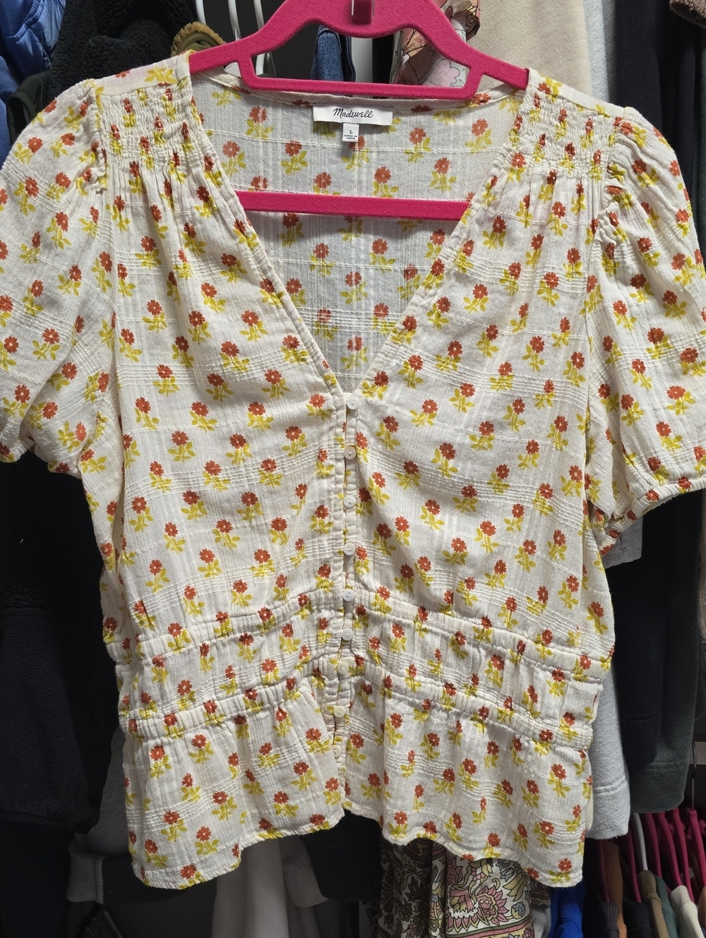 Madewell Floral Print Button Down Top